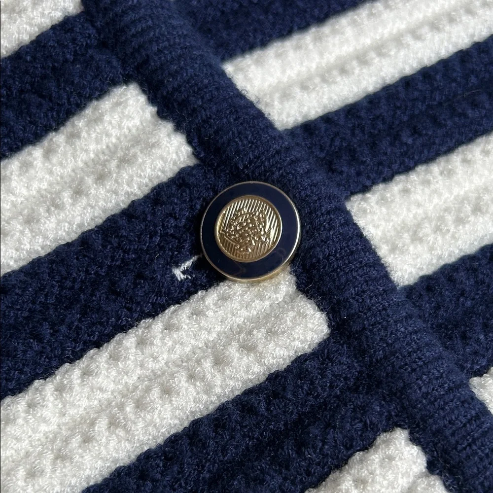 Joie Navy and White Striped Knit Button Front Vest - Picture 6 of 8